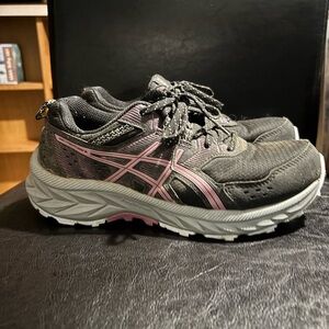 Asics Black and Pink Athletic Shoes for Trail Running